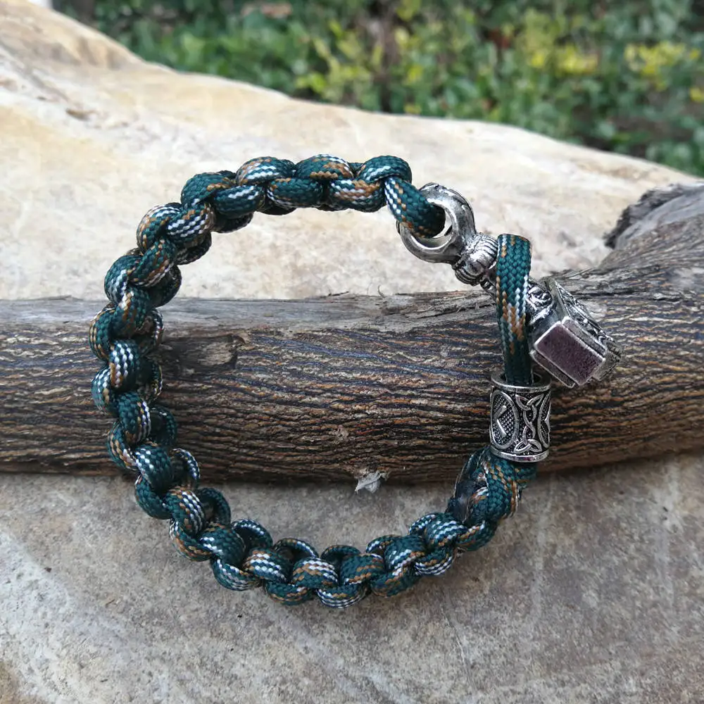 Paracord Bracelet Replaceable Norse Viking Runes Beads Braided Bracelet Men Bracelets Thor Hammer Rope Bangles for Men Jewelry (1)
