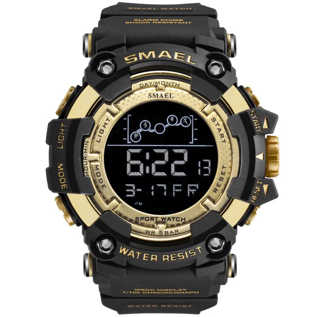 SMAEL Mens Watch Military Waterproof Sport WristWatch Digital Stopwatches For Men 1802 Military Electronic Watches Male Clock lcd watch Digital Watches