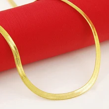 Высокое качество 24 к позолоченные ожерелья Имитация золота плоская цепочка ожерелье ювелирные изделия