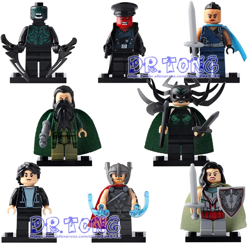 

DR TONG 80PCS/LOT X0172 Super Heroes Thor Hela Sif Valkyrja Bruce Banner Red Skull Mandarin Building Blocks DIY Toys Kids Gifts