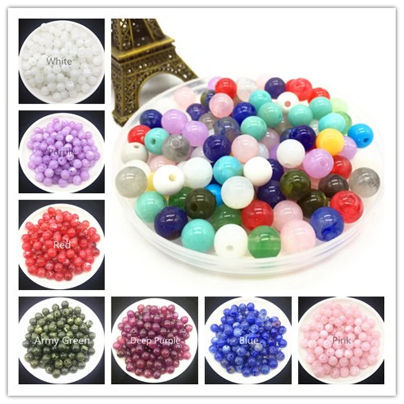 

New 6/ 8/ 10 mm Acrylic Clouds Beads Effect Round BEADS Spacer Loose Beads DIY