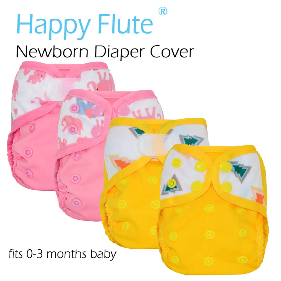 

Happy Flute newborn diaper cover with snaps/hook&loop for NB baby,double leaking guards, waterproof and breathable