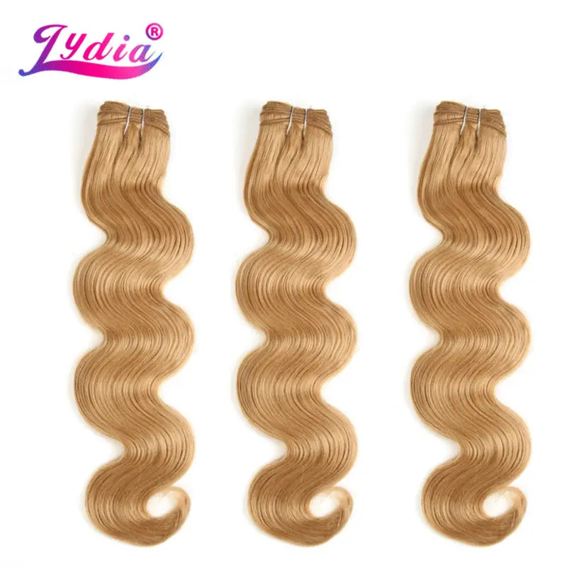 Synthetic Hair Weaving for Women Bundles Lydia Nature Wave Hair Extension Yaki Body 16"-26" Pure Color 27# 3PCS/lot Blonden
