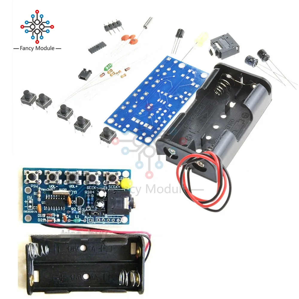 

Wireless Stereo FM Radio Receiver Module PCB DIY Electronic Kits 76MHz-108MHz