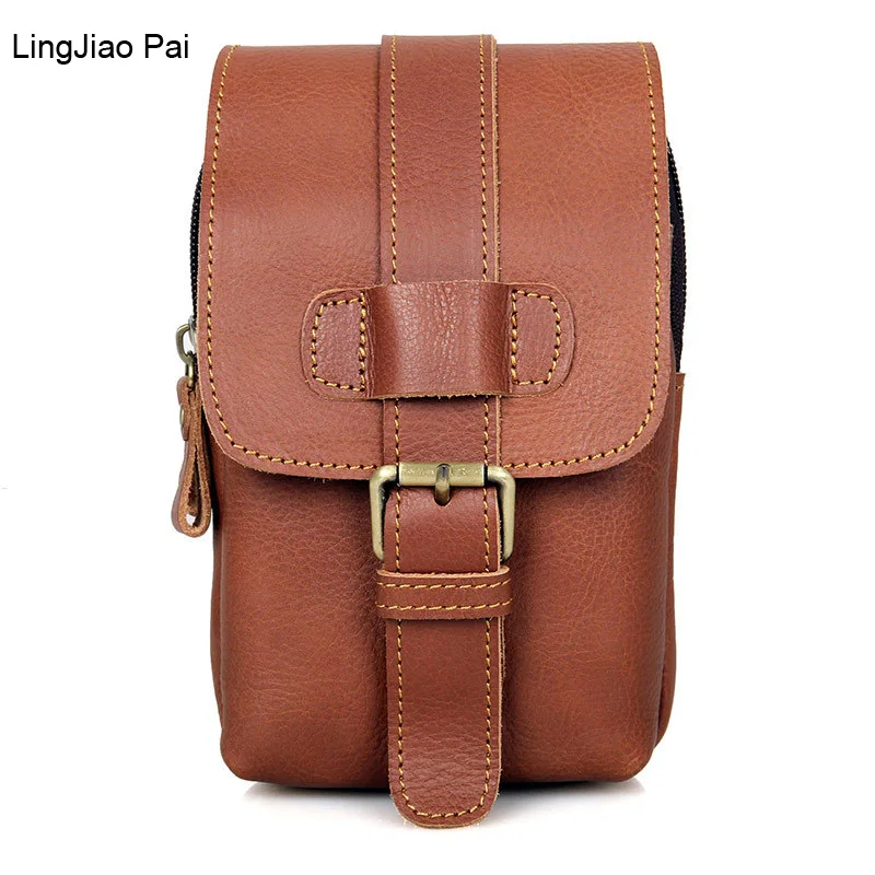 

Cowhide Genuine Leather Travel Waist Packs Men Male Casual Functional Fanny Unisex Waist Bag Money Phone Belt Bag