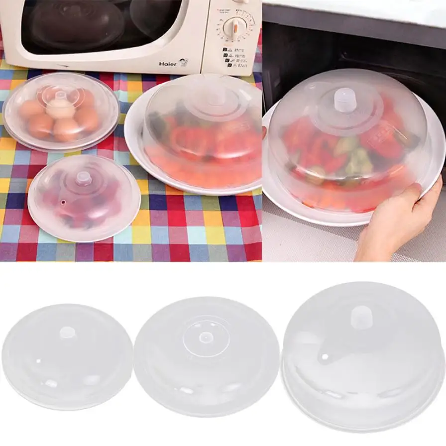 Microwave Food Cover Plate Vented Splatter Protector Clear Kitchen Lid