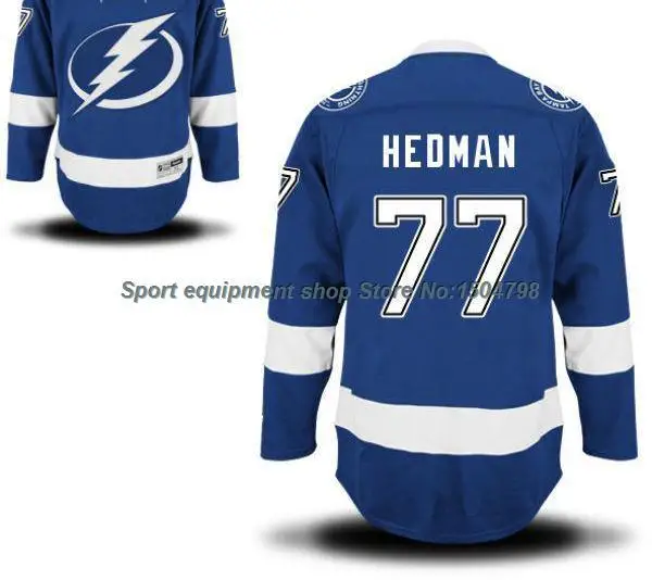Free Shipping MEN'S LIGHTNING #77 Victor Hedman Ice Hockey Jersey Blue Authentic Stitched Jerseys Size S-3XL Accept Mix Order |