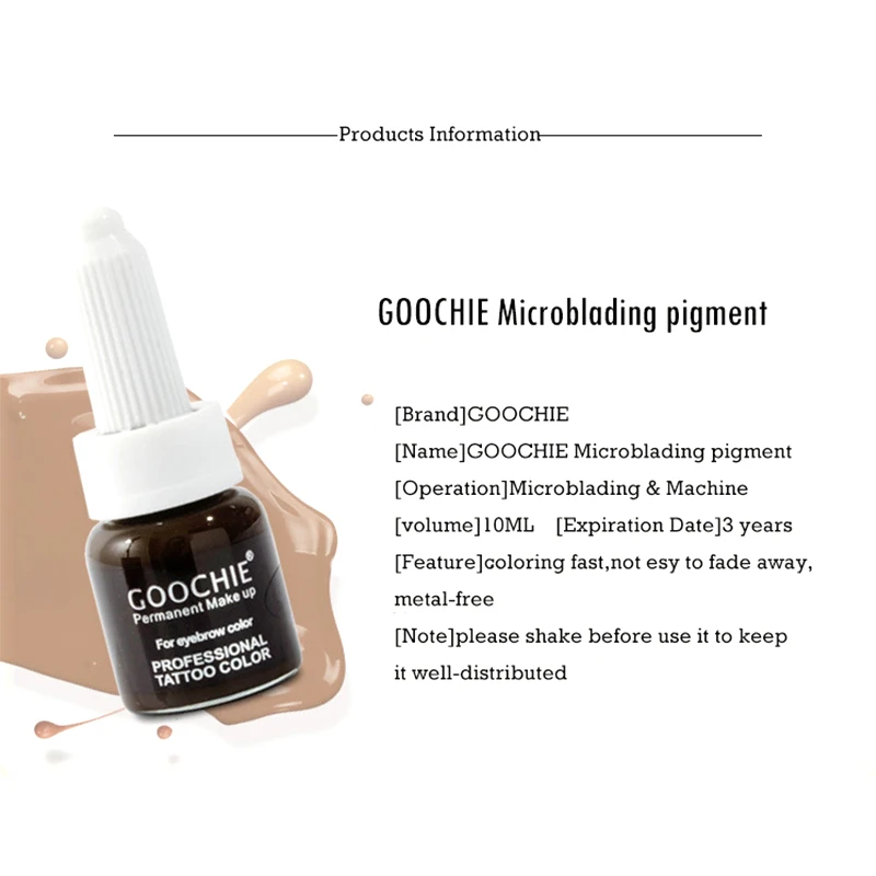 1 бутылка GOOCHIE Microblading чистый эмульсия пигмент Перманентный макияж бровей пигмент 6 цветов татуировки чернила для татуажа