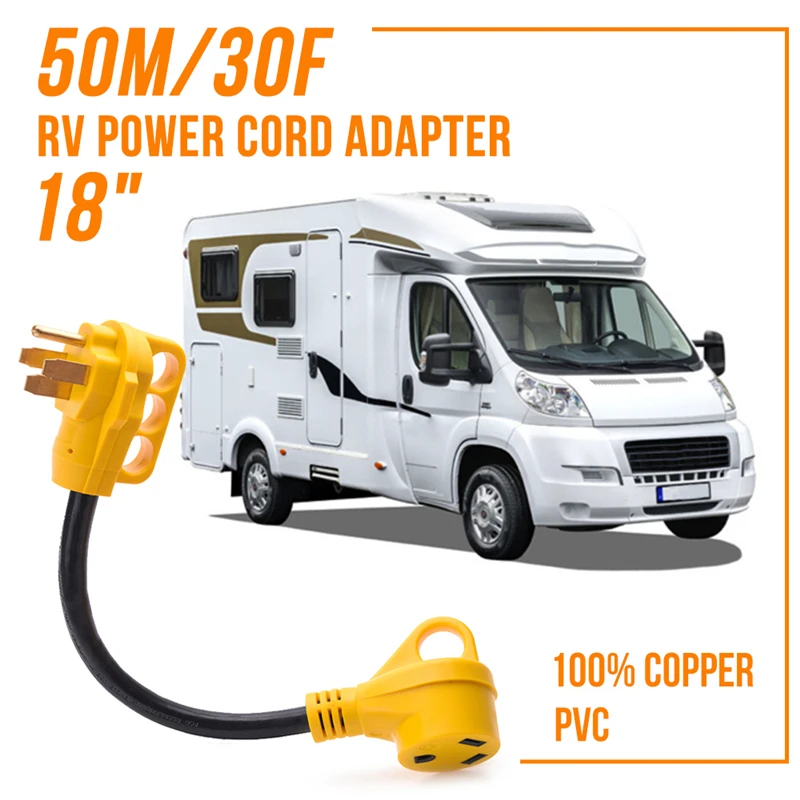 MICTUNING 18 дюймов RV Электрический адаптер 50A штекер на 30A женский Camper шнур преобразователя питания Кабели адаптеров с ручкой питания