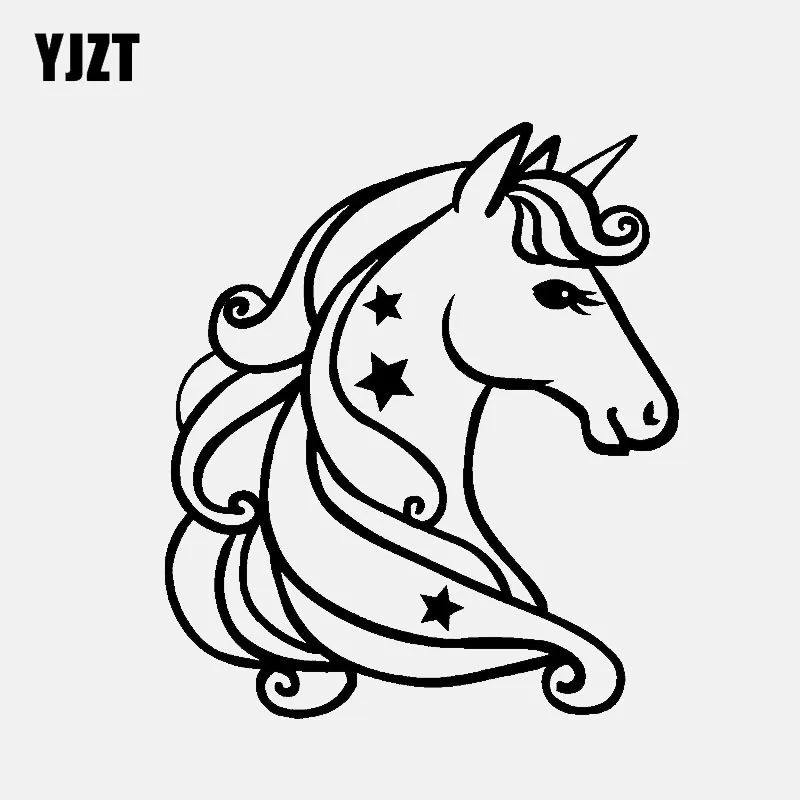 

YJZT 12.1CM*14.1CM Cartoon Horse And Stars Vinyl Decal Car Sticker Black/Silver C3-0700