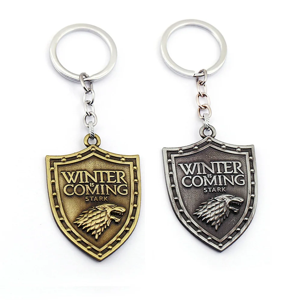 

Game Of Thrones Keychain Season 8 House Stark Wolf Head Badge Key Chains Pendant Ice And Fire Keyring llaveros Of Movie Gifts