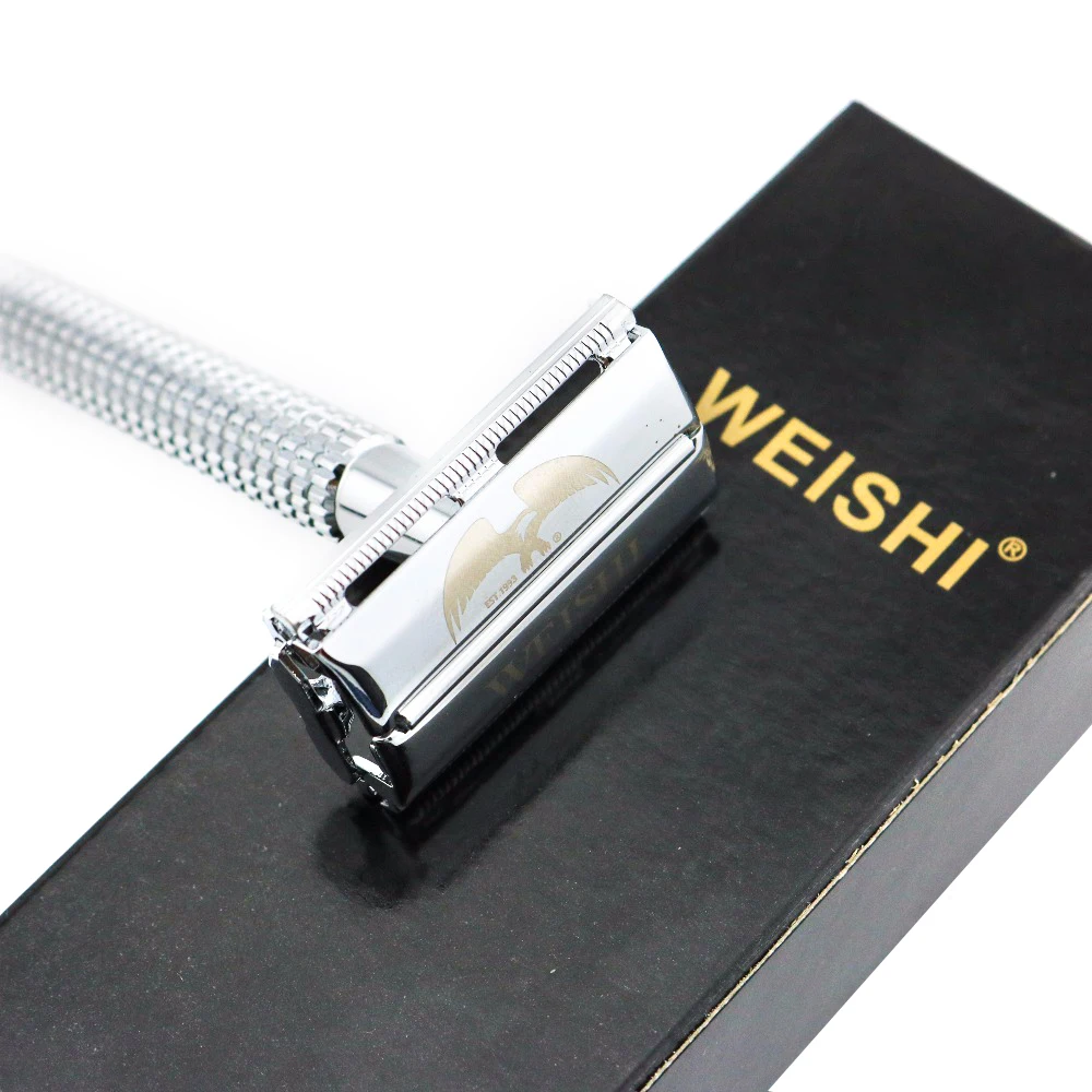Безопасная бритва Weishi бабочка обоюдоострый бритва серебристый пистолет цвет бронза 11,5 см длинная ручка Высокое качество 8 шт./лот Новый