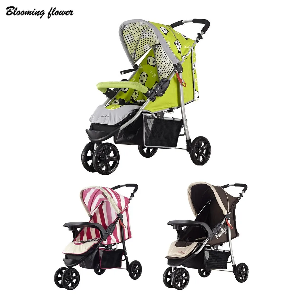 Baby Stroller Three Big Rubber Wheels Foldable Portable Light Weight Stroller With Umbrella