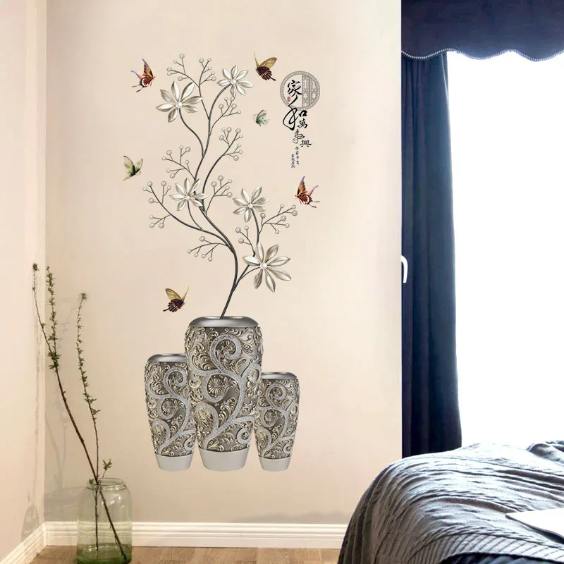 Vase Wall Stickers Modern Living Room Dining Bedroom Home Decor 55x118cm Removable | Дом и сад