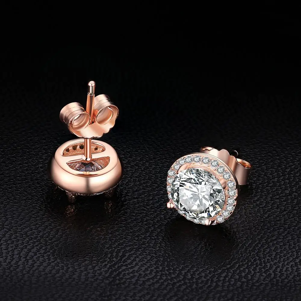 JewelryPalace CZ Stud Earrings Rose Gold 925 Sterling Silver Earrings For Women Girls Korean Earrings Fashion Jewelry 2020