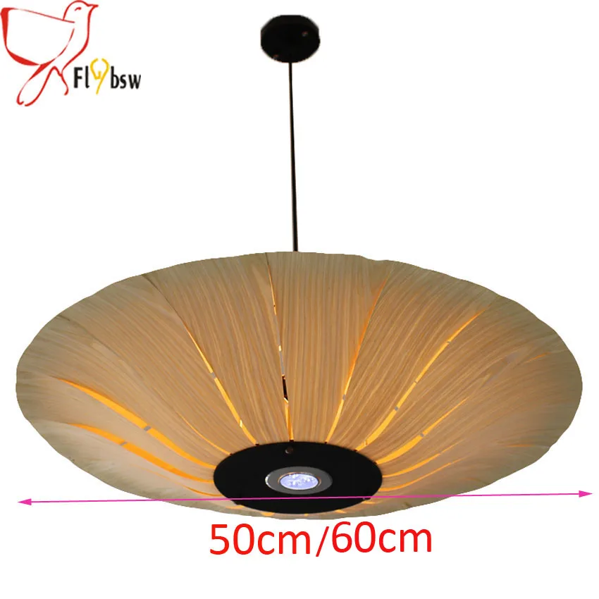 hout fineer hanglamp zuidoost azi e dia 50 60 cm ronde houten hanglamp voor restaurant hotel woonkamer licht armatuur aliexpress