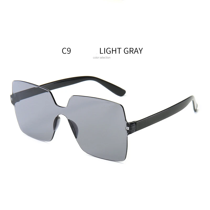 Imwete сиамские квадратные женские солнцезащитные очки, 15 цветов, женские брендовые дизайнерские градиентные солнцезащитные очки, Классические солнцезащитные очки без оправы - Цвет линз: LIGHT GRAY