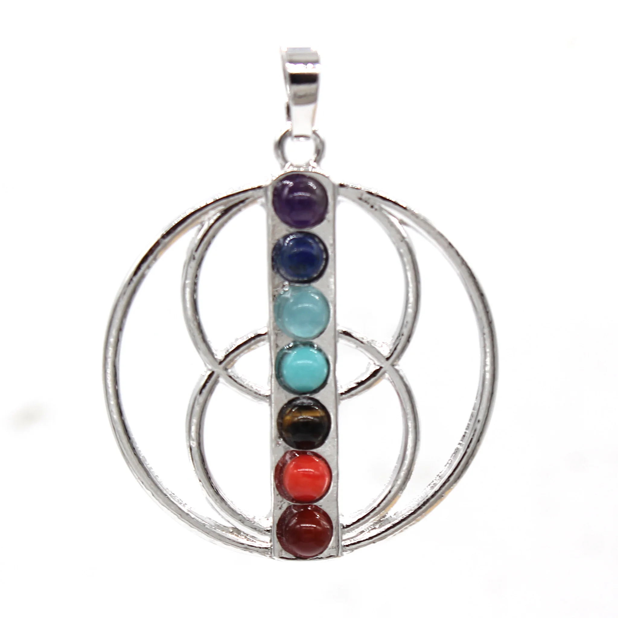 KFT-colgante de piedra Natural de 7 Chakras para mujeres, hombres y niñas, piedra de símbolo infinito, Pionts curativos, Reiki, regalos de joyería