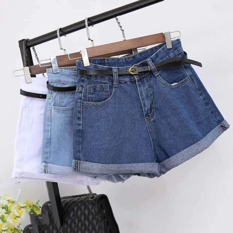 Женские джинсовые шорты с высокой талией винтажные джинсовые шорты с карманами, летние свободные узкие шорты