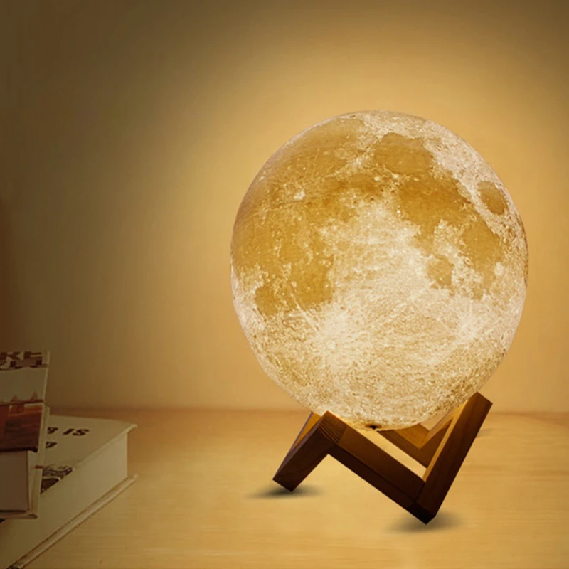 

LED Moon lamp Night lights Rechargeable 3D Print Moons light Bedside Baby's night Light Desk Decor Novelty Gift Touch 2colors