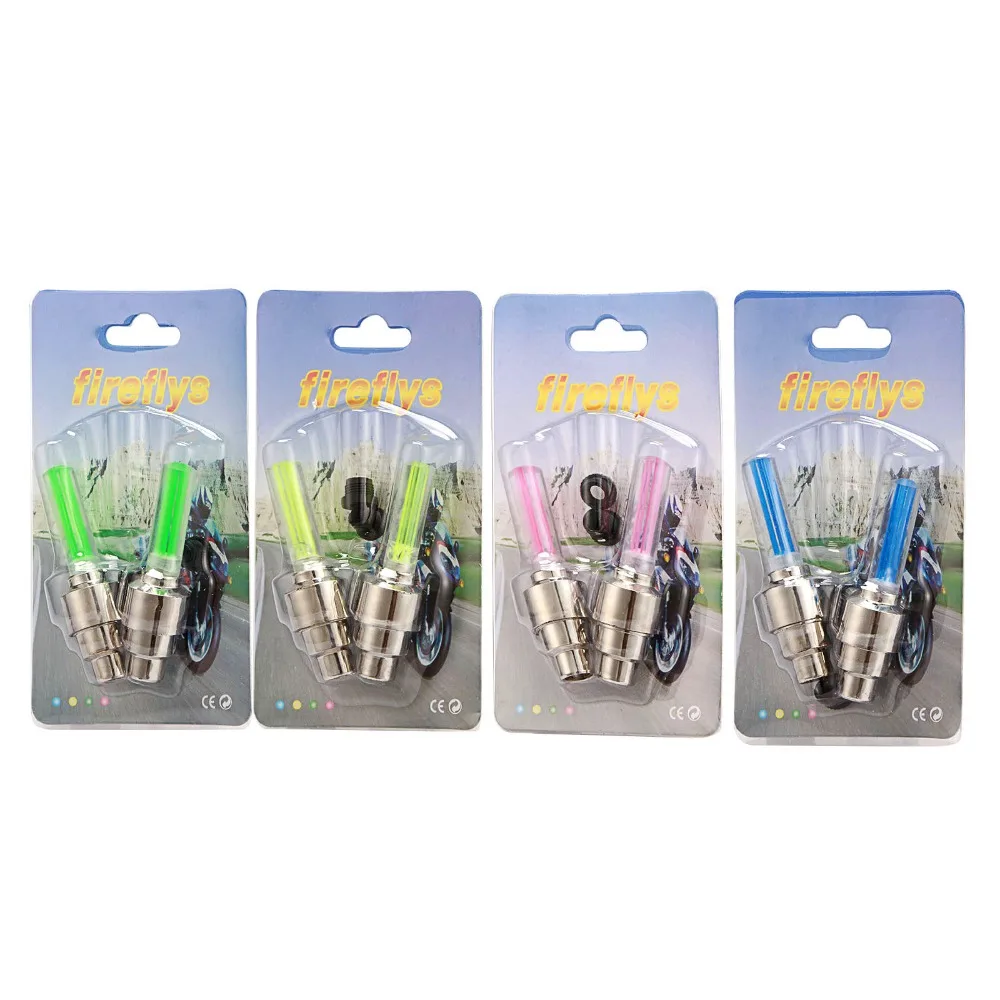 

2pcs Tire Car Bicycle Wheel Light Lamp Valve Cap Valve Luminous Wheel Light Color Random