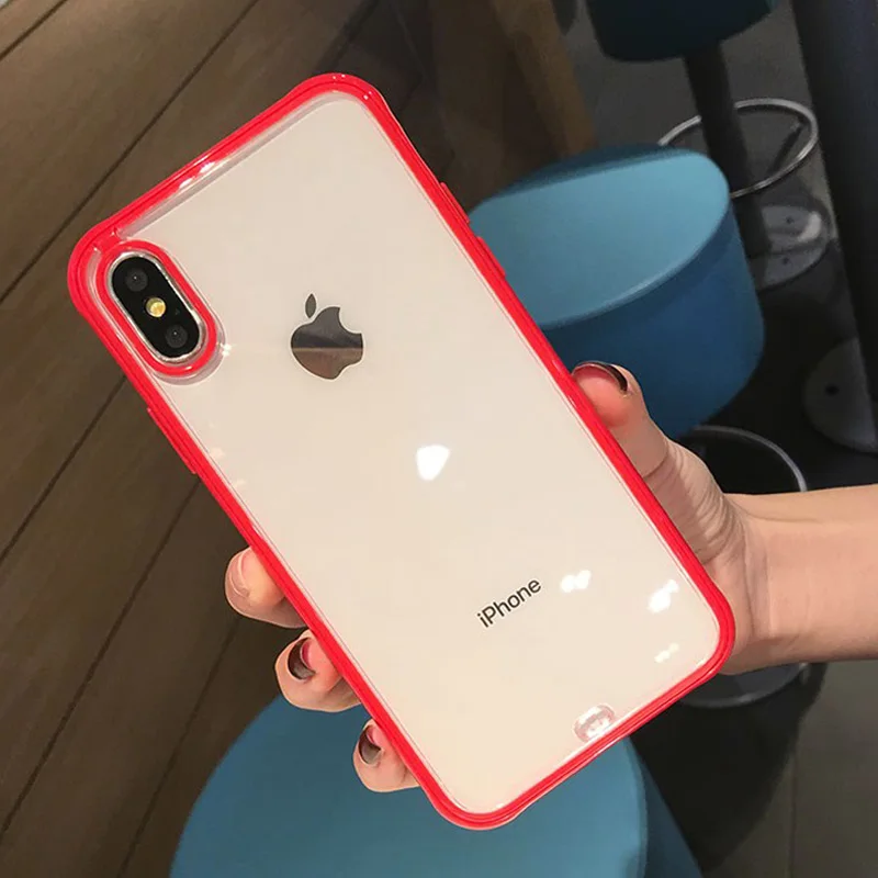 Lovebay противоударный бампер прозрачный силиконовый чехол для телефона iPhone 11 Pro X XR XS Max 7 8 6 6s Plus Прозрачная мягкая задняя крышка - Цвет: Red