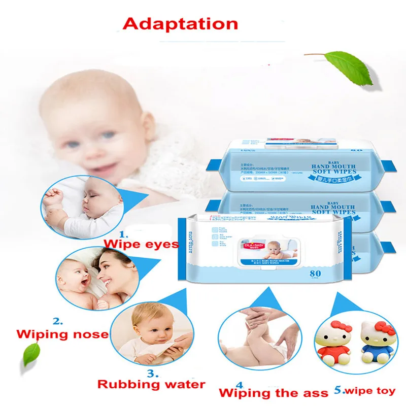 3 Pcs /lot 240 Sheets Babies Wet Wipes Solid Bag With Cover Skin Care Baby Skin Care Face Filling Water Disposable Wholesale