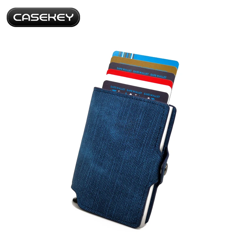 

Credit Card Holder Travel PU Jeans Wallet Slim RFID Protector Wallet Men Women NFC Anti Metal Case ID Card Extra Thin Wallet
