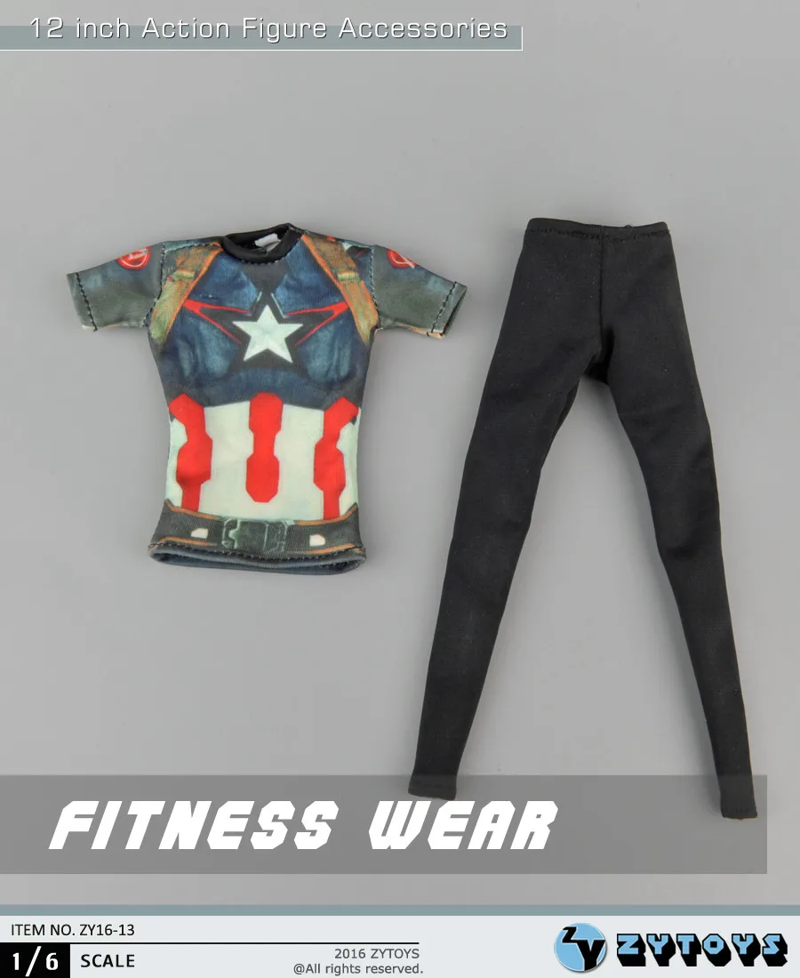 1//6 female graphic tee Captain America Fitness wear w// legging phicen kumik USA