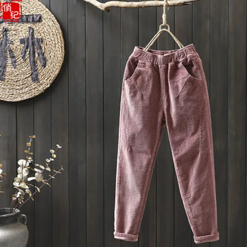 

Elastic Waist Harem Pants Plus Size 3XL Casual Sweatpants Autumn Women Corduroy Pants Trousers Loose Pants Pantalon Mujer A418