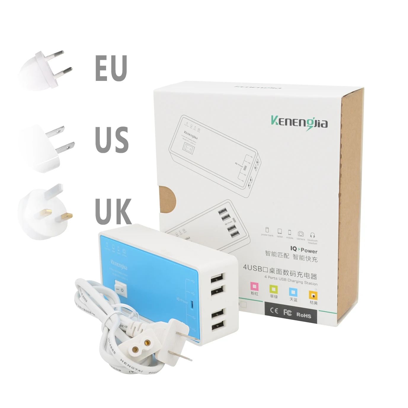 

Power Adapter 5V Full 4A Tablet 4 Port USB Wall Charger For Pad/Phone US EU UK AU Plug Optional