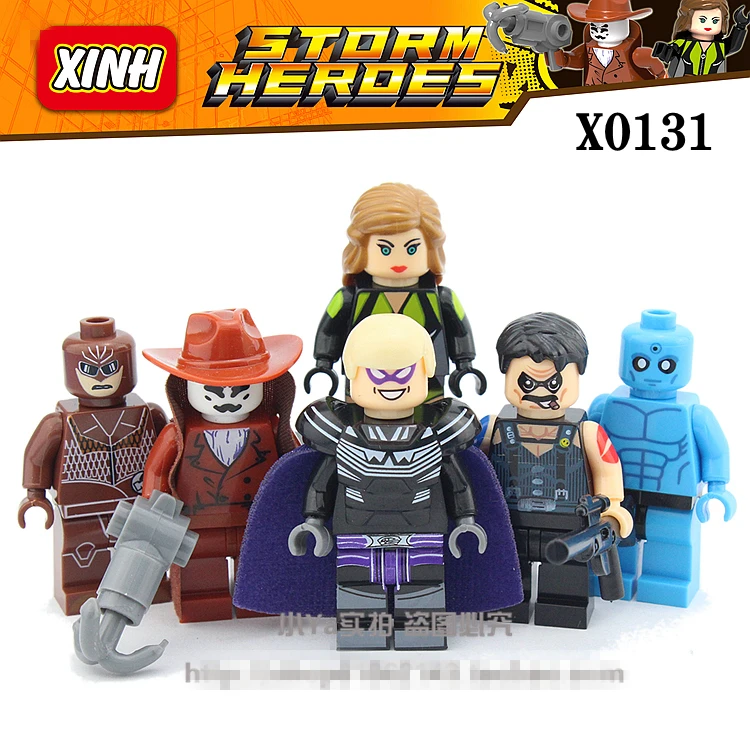 

6pcs Watchmen Rorschach Dr. Manhattan Laurie Jupiter Comedian Mini Man Bricks Toys Block Compatible With Lego