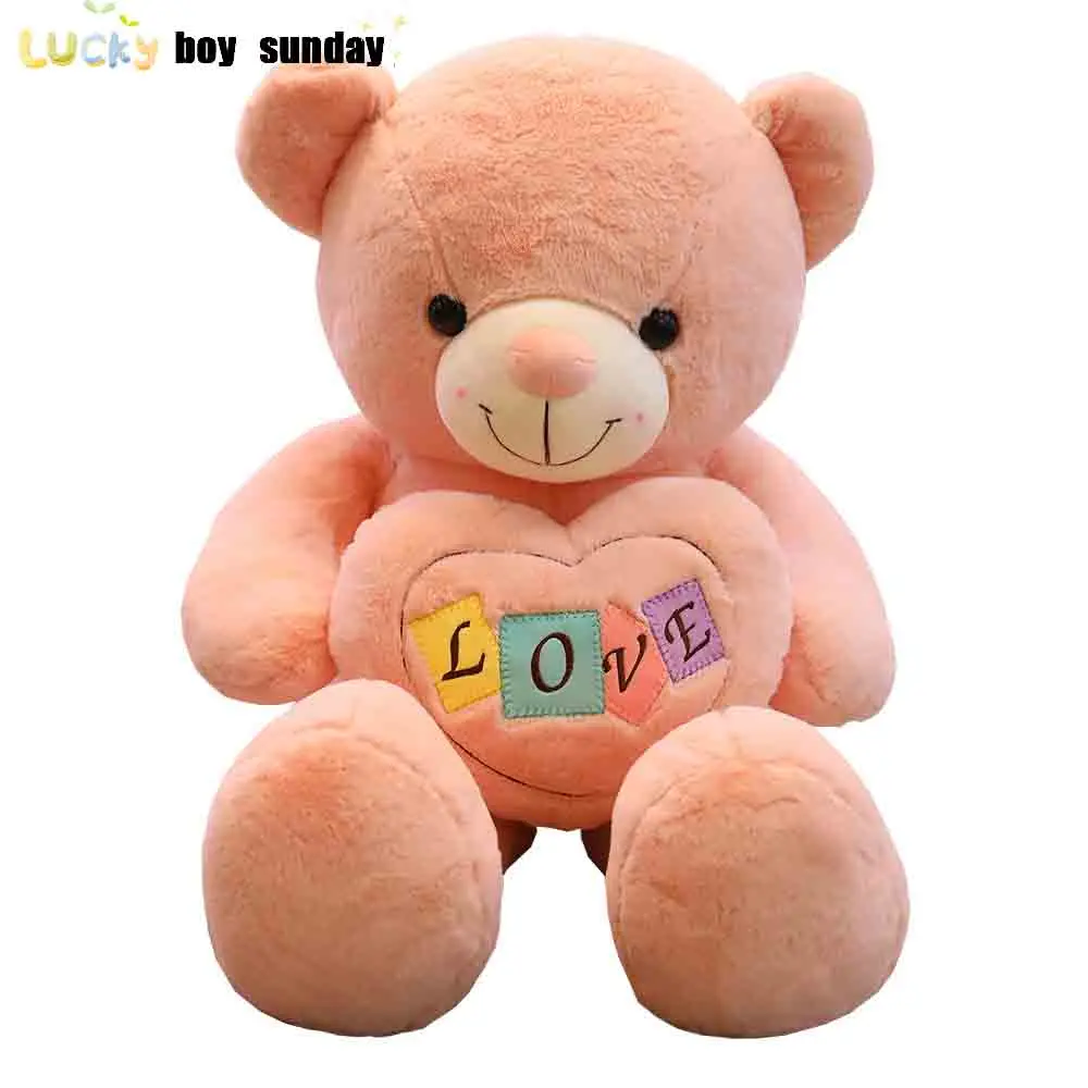 Lucky Boy Sunday 100 см большой плюшевый мишка мягкая игрушка медведь с сердечком детская игрушка подарок на день рождения для подруги милые девушки