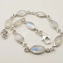 Chanti Международный Серебряный маркиз Радужный Лунный Камень очаровательный браслет 7 7/" 6,1 г