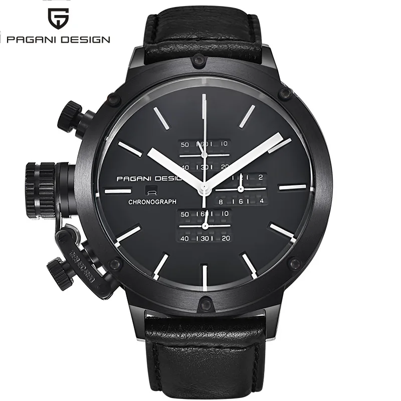 Relogio Masculino PAGANI дизайнерские черные военные кварцевые часы мужские Роскошные водонепроницаемые Авто Дата хронограф спортивные наручные часы - Цвет: Black White