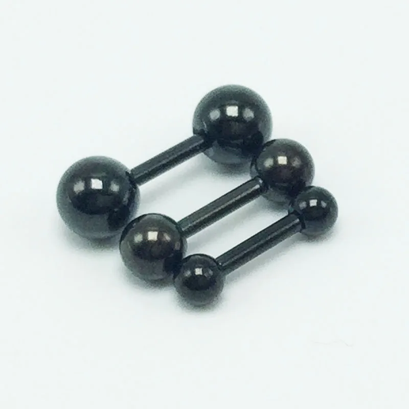 2 pieces fashion men stud earrings stainless steel barbell ear studs for women pendientes silver gold black rainbow 3mm 4mm 5mm - Image 3