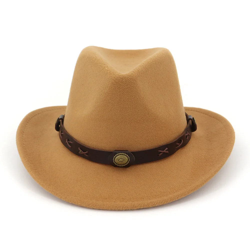 High quality Unisex Cowboy Sun protection visor Prairie style horse riding Felt hat men's Jazz hat Wide-brimmed hat