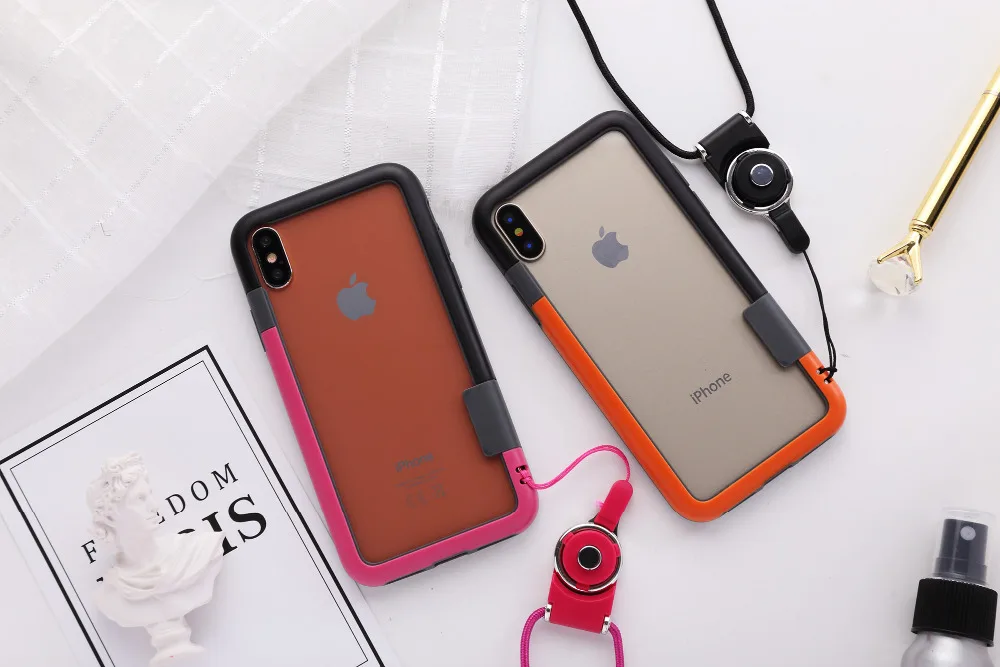Wolnutt абсолютно контрастный цвет Мягкий ТПУ+ пластик Би Цвет в горошек рамка чехол для телефона Apple IPhone X с шнуром