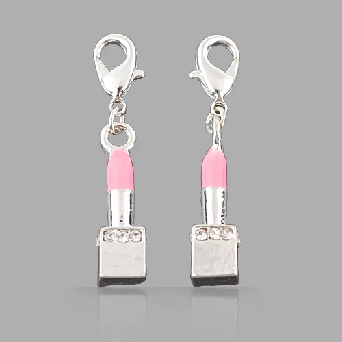 10pcs Cute Alloy Charm Pendant Enamel lipstick for Lovely Bracelets Charms
