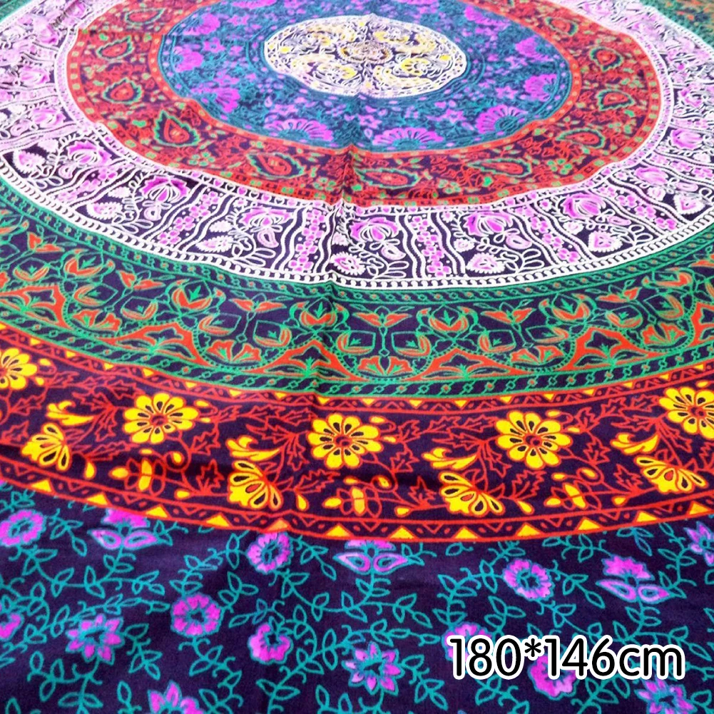 Tanie Enipate duża Mandala gobelin indyjski ścienny wiszący ręcznik plażowy bohemian poliester cienki koc joga szal mata 180x146cm koc