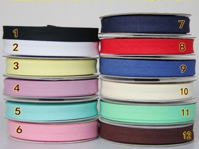 50yards Solid Color Cotton Fabric Double Folded Cotton Bias Binding