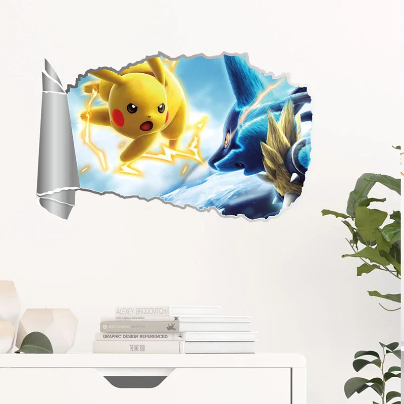 Pikachu Animation Wall Stickers For Kids Rooms Home Decor Living Room PVC Decoration Accessories Mural Wall Art Decals