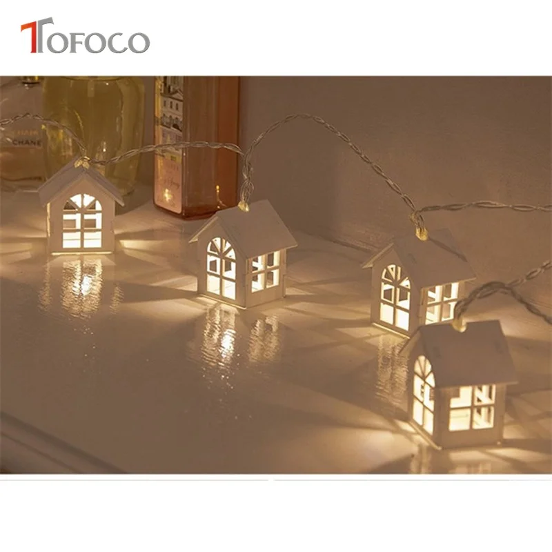 TOFOCO LED NevoIty Wood House 1 5 м 10 шт. Гирлянда для украшения вечеринки гирлянда свадебной