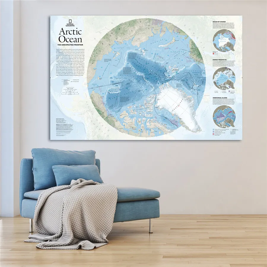 

Arctic Ocean Map Declaration of Delicate Geography Posters Retro Wall Poster Art Canvas Sticker Learning Education Home Decor