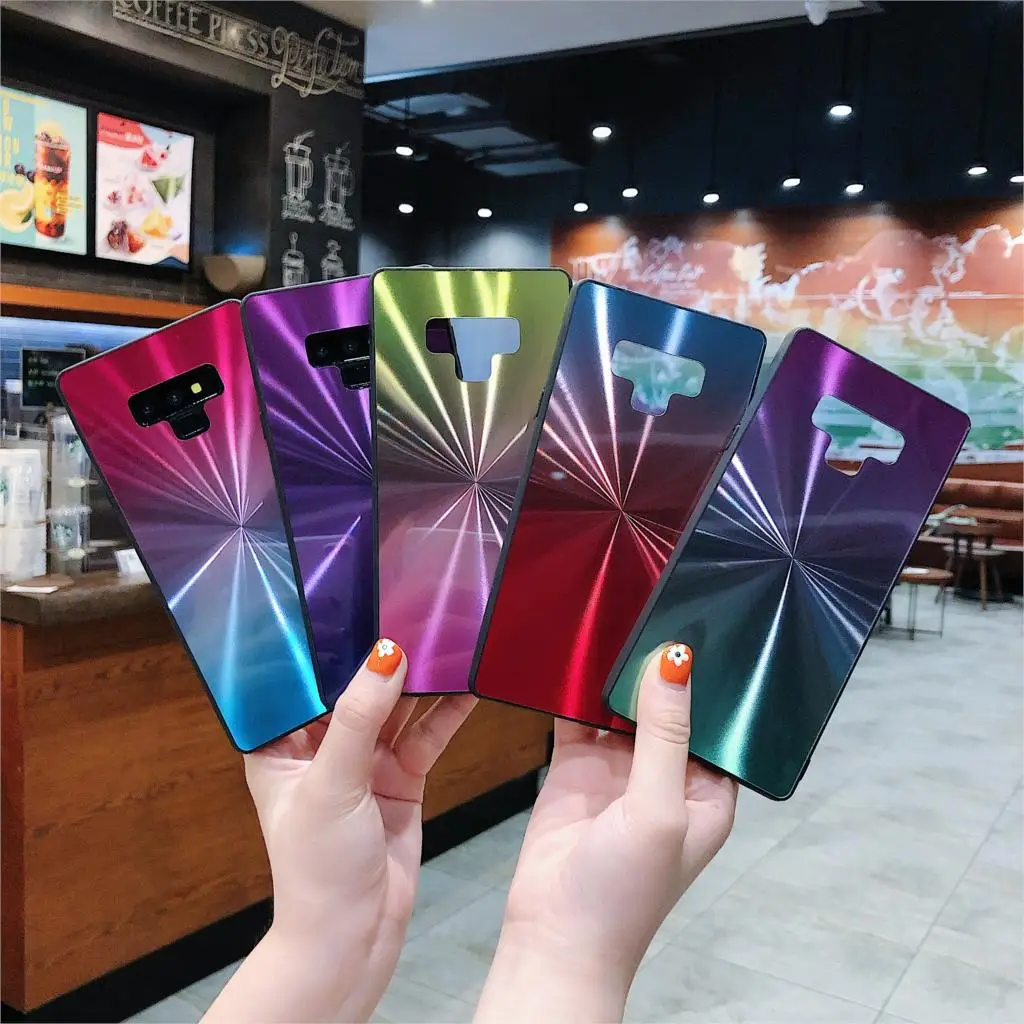 

For Samsung Galaxy Note 8 /Note 9 Case Fashion Gradient Shine Laser CD Shockproof Shield Soft Edge Phone Case Back Hard Cover