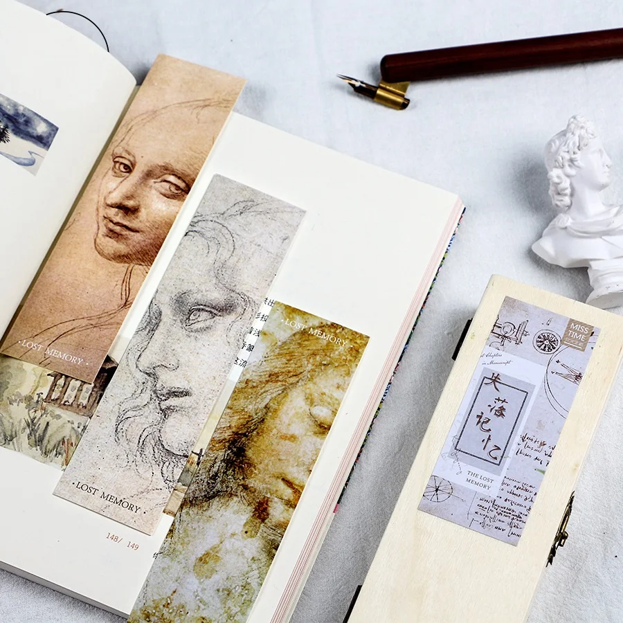 

JUKUAI 30 Pcs/Box The Lost Memory Bookmarks For Book Marker Wood Box Vintage Portrait Stationery Supplies Marcador De Livro 8226
