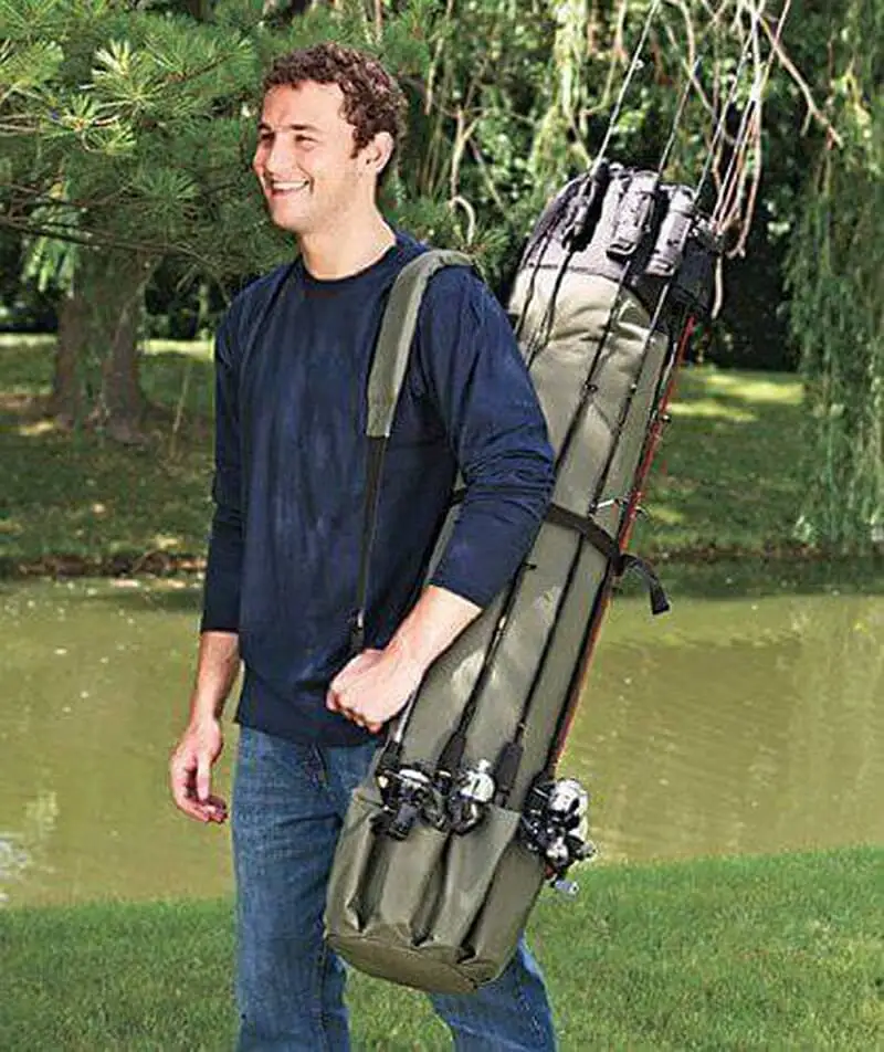 

Waterproof Fishing 5 Rod Shoulder Bag Pole Equipment Case Organizer Tackle Box Canvas 49 inch Saltwater Freshwater Sea Ice new