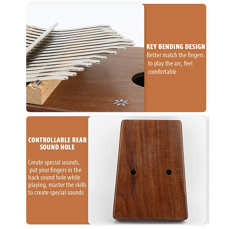 Пианино BATESMUSIC Kalimba 17 клавиш легкое в воспроизведении пианино Mbira из массива