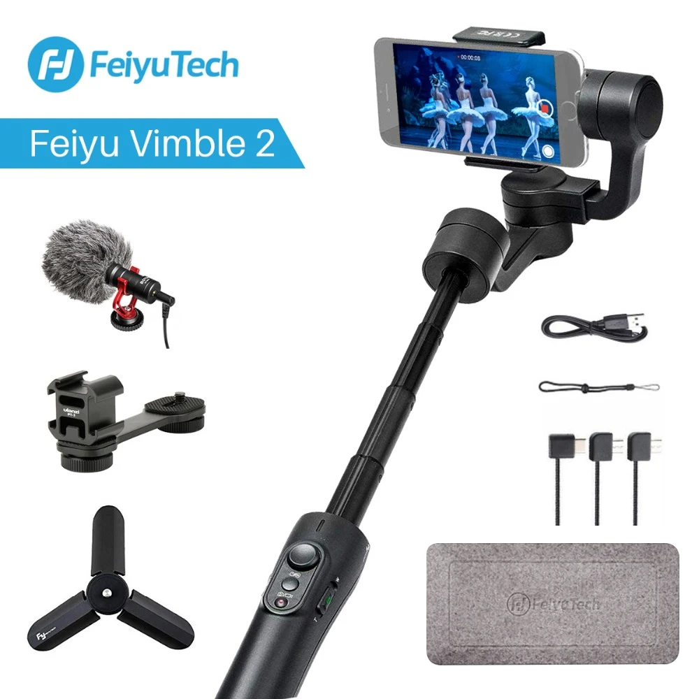 Prix Feiyu Vimble 2 Extensible De Poche Téléphone Gopro Cardan stabilisateur vidéo pour iPhone X 8 7 Gopro Hero 6 Xiaomi Yi Samsung s8