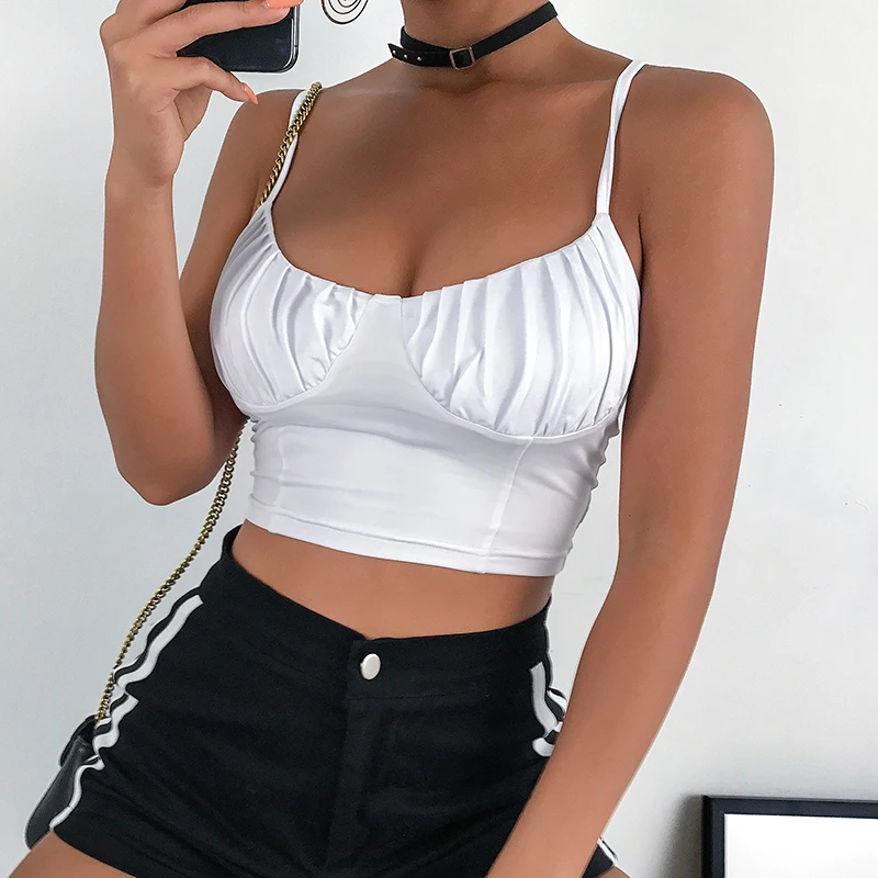 Sweetown Strappy топики женские пикантные укороченный топ белый Bralette для женщин Мода женские летние топы сзади Criss Cross бинты бретели